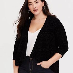 Torrid geo flock Jersey Hilo cardigan
